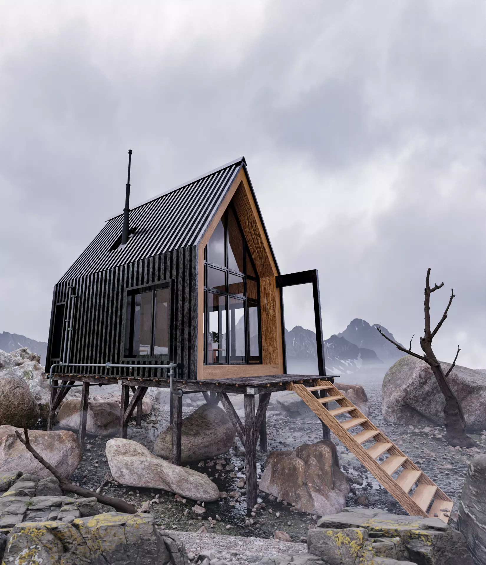 Modern Cabin V2 Low-poly 3D model_0