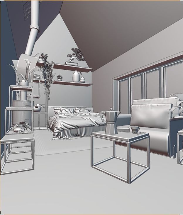 Modern Cabin V2 Low-poly 3D model_20