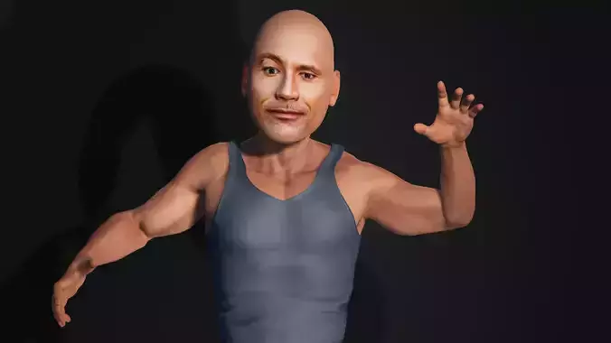 Dwayne Johnson The Rock 3D model Full Rigged and Animated Low-poly 3D model