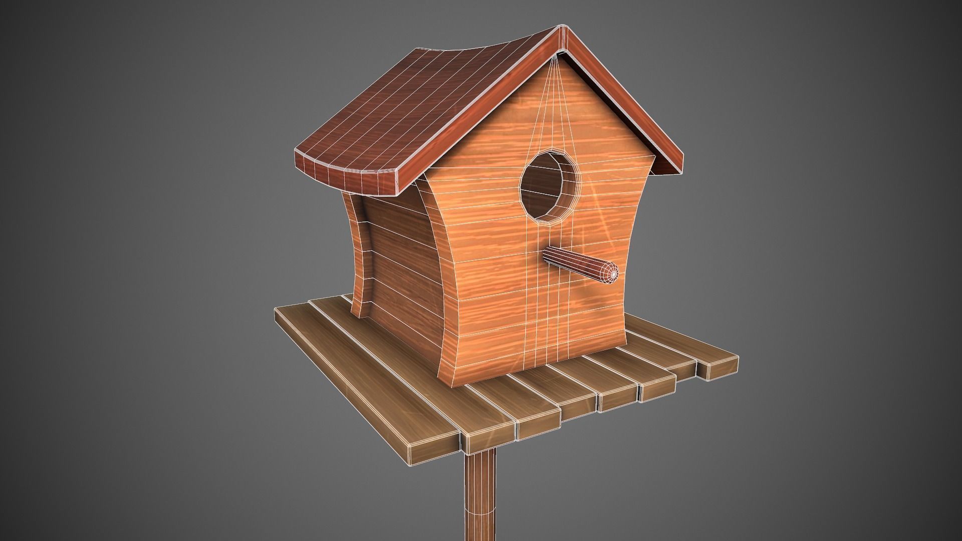 Birdhouse Stylized Low-poly 3D model_5