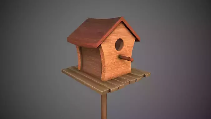 Birdhouse Stylized Low-poly 3D model