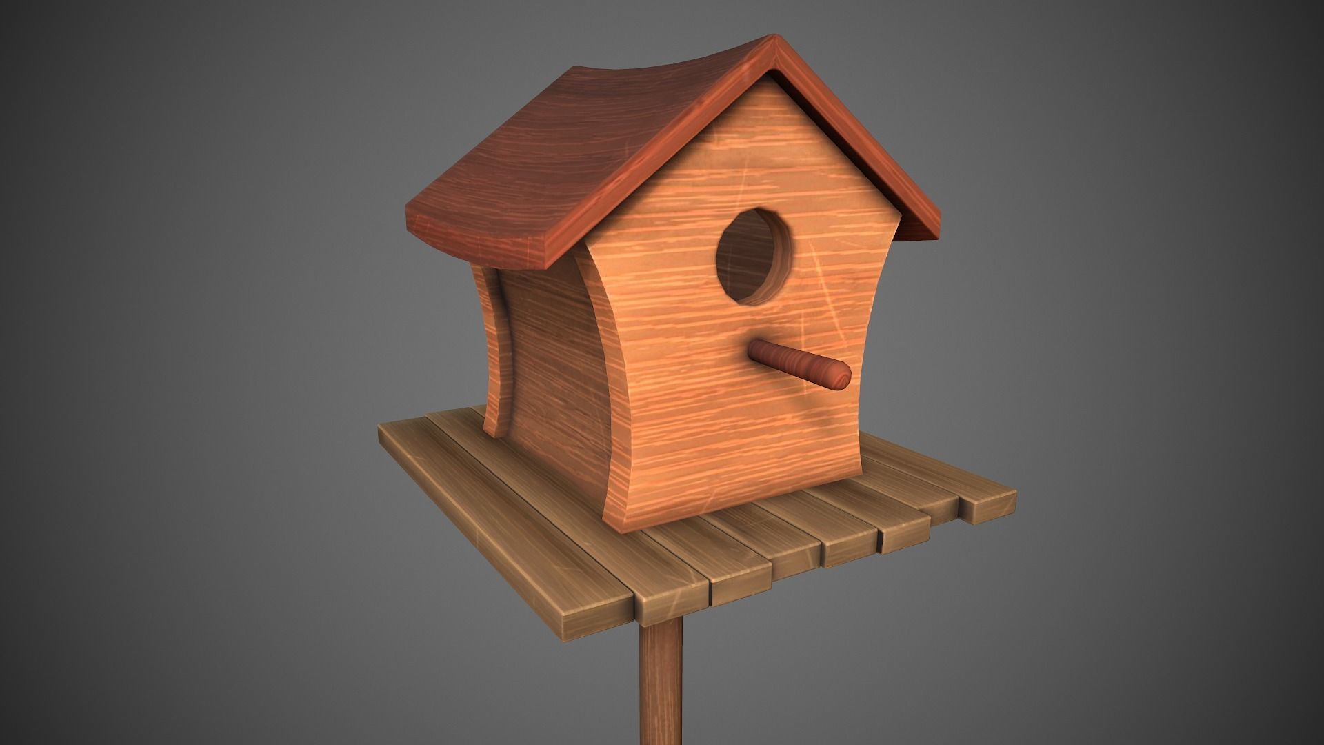Birdhouse Stylized Low-poly 3D model_4