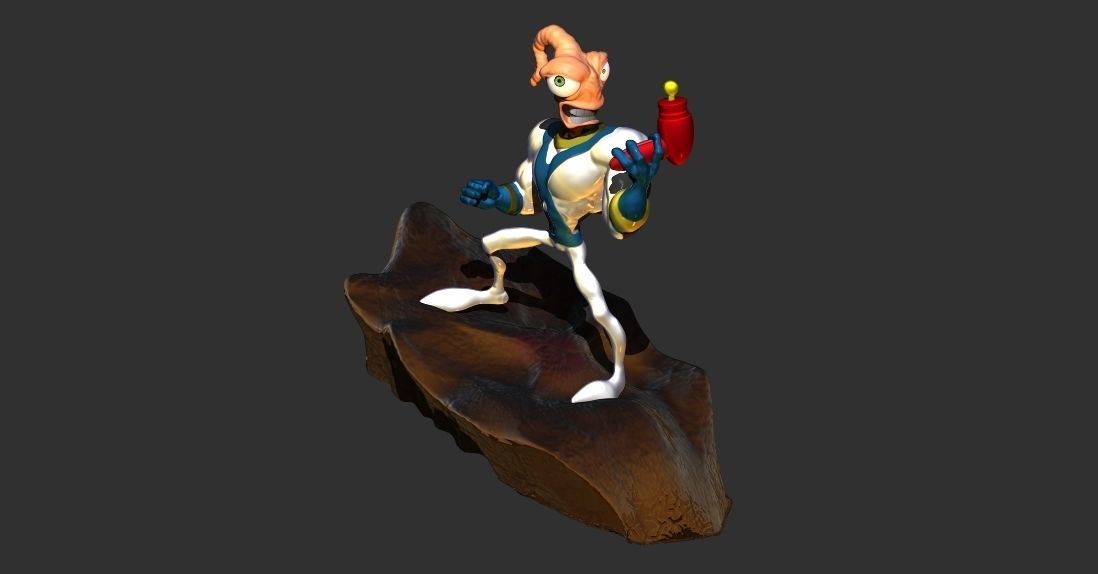 Earthworm Jim 3D printable sculpture  3D print model_7