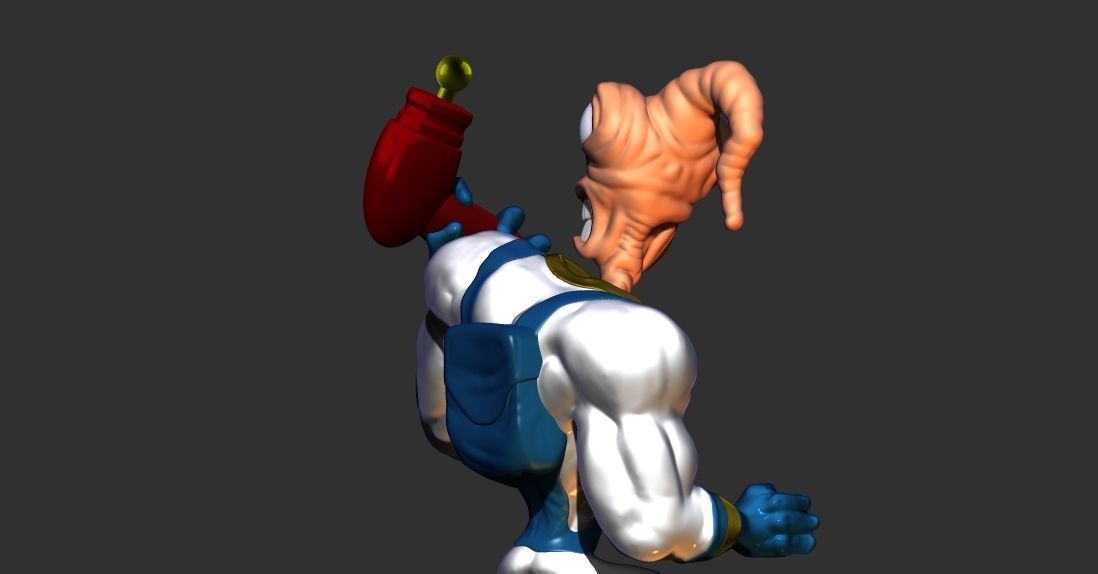 Earthworm Jim 3D printable sculpture  3D print model_1