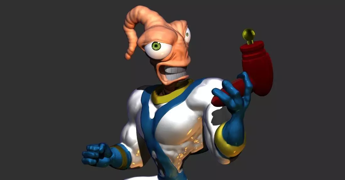 Earthworm Jim 3D printable sculpture  3D print model_0