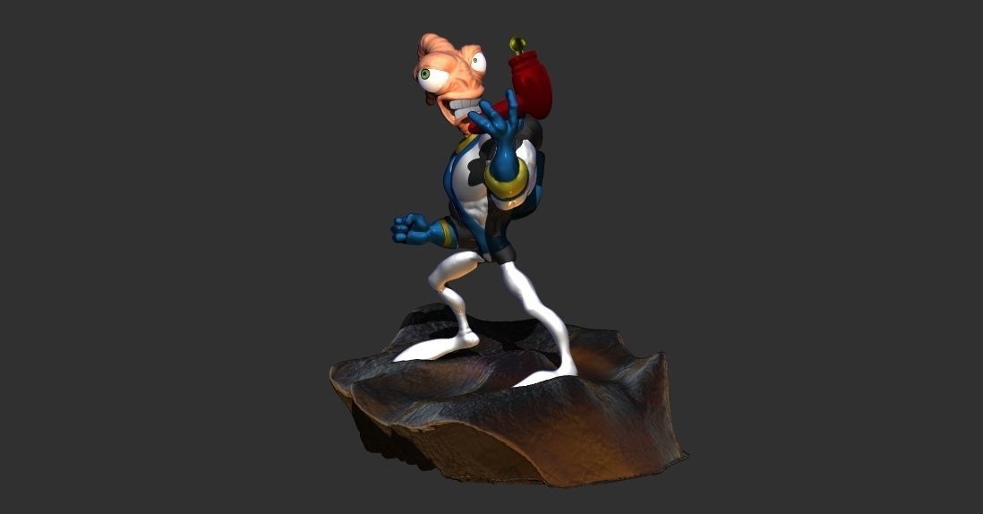 Earthworm Jim 3D printable sculpture  3D print model_5