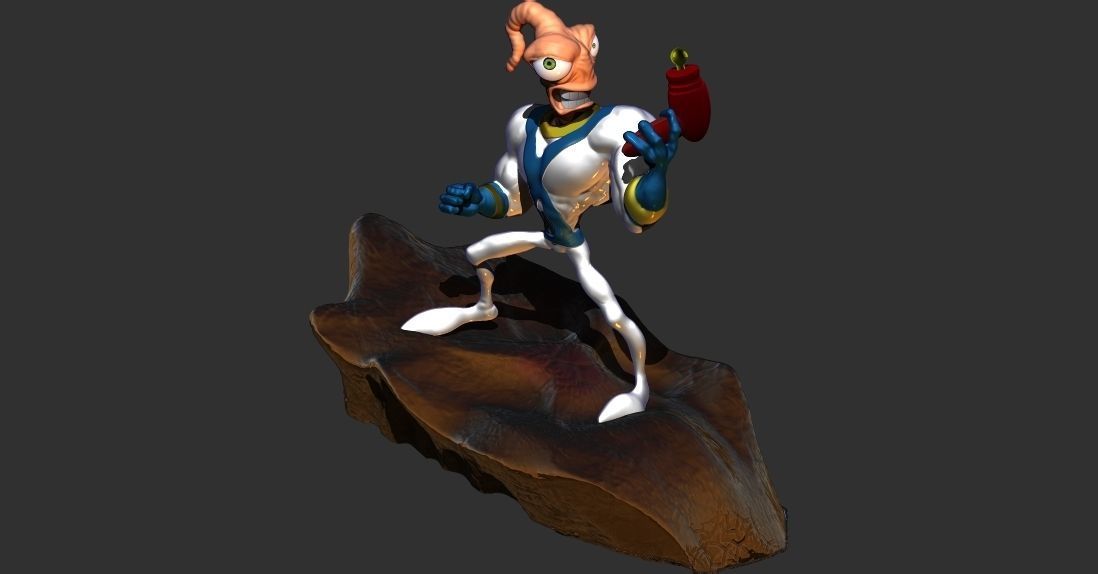 Earthworm Jim 3D printable sculpture  3D print model_6