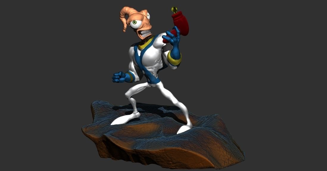 Earthworm Jim 3D printable sculpture  3D print model_8