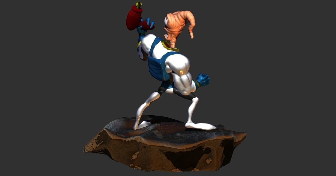 Earthworm Jim 3D printable sculpture  3D print model_3