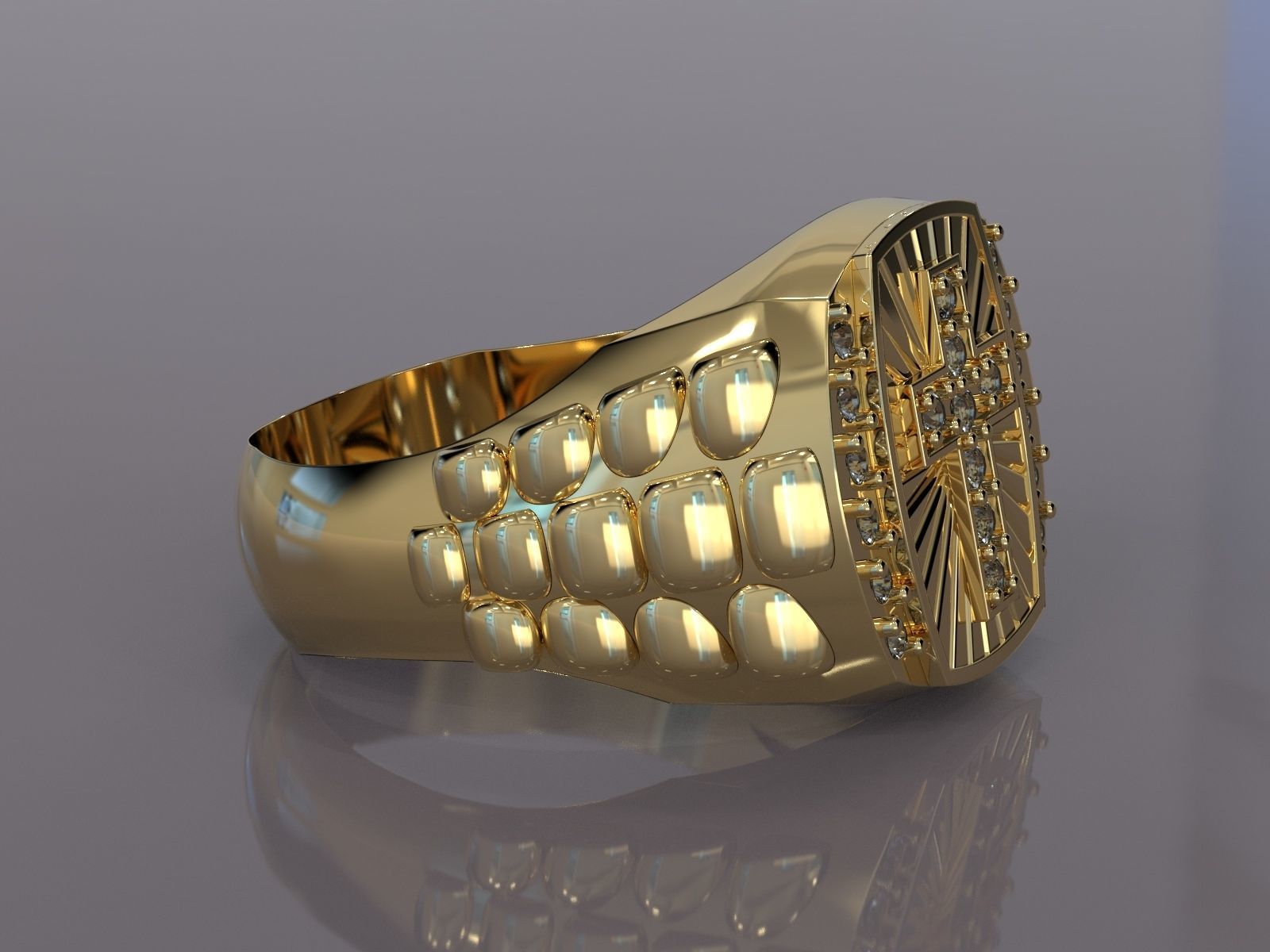 Diamond Cross Ring 3D print model_6