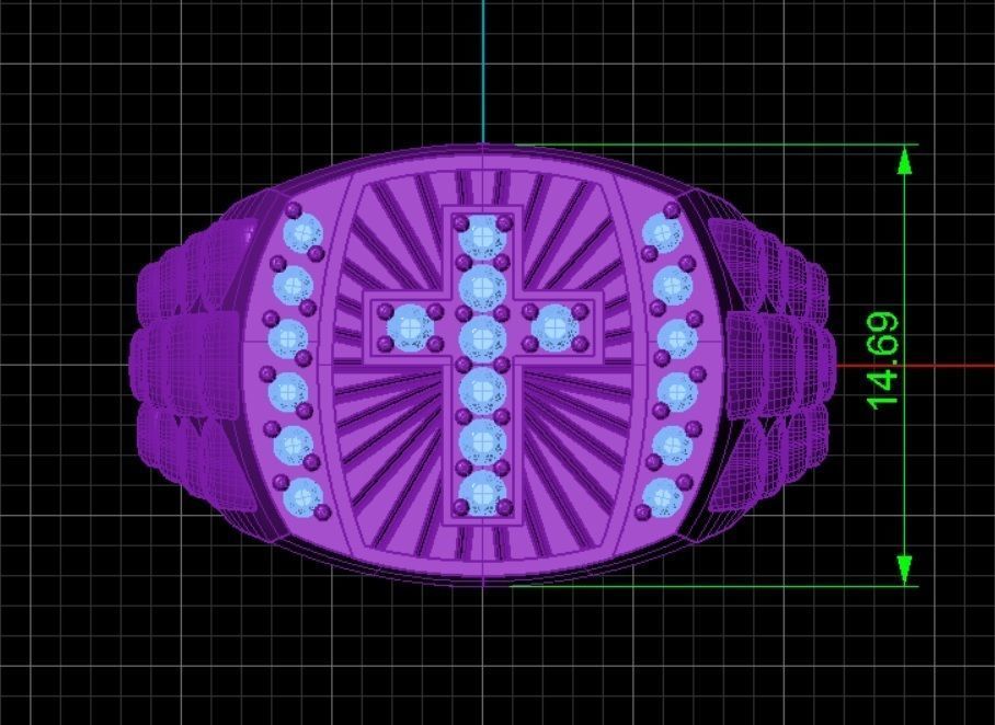 Diamond Cross Ring 3D print model_12