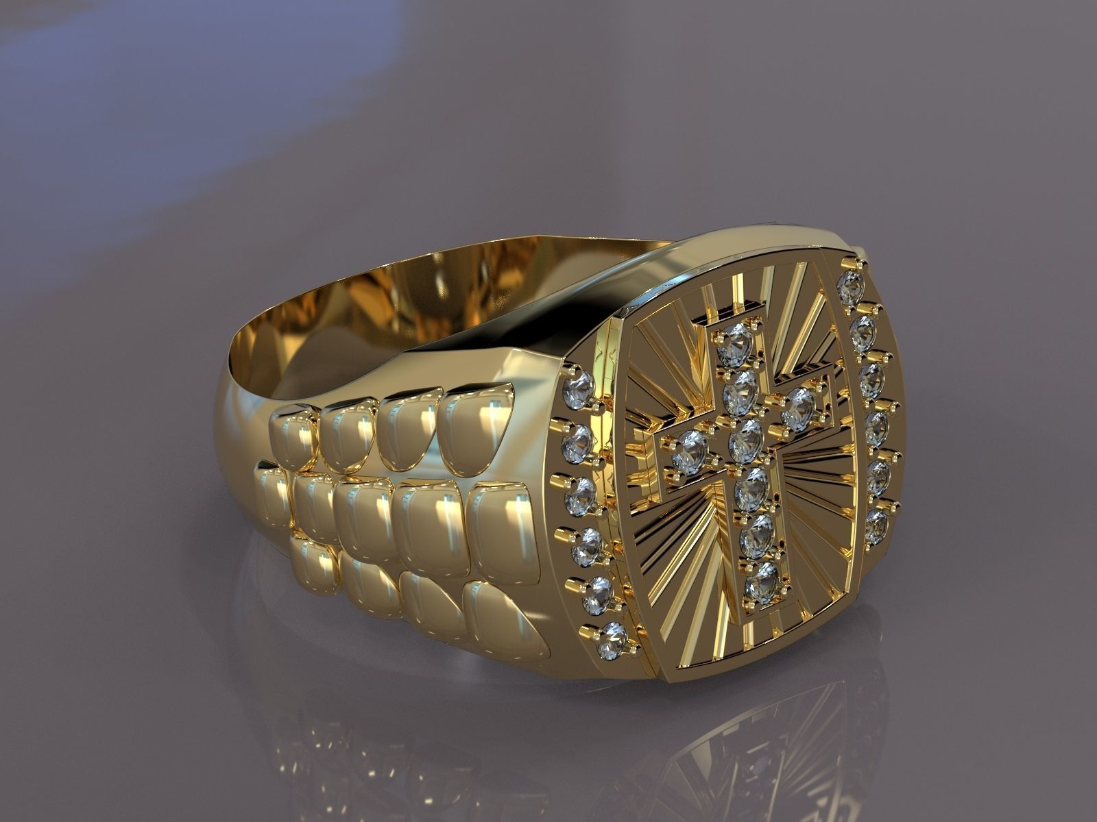 Diamond Cross Ring 3D print model_5