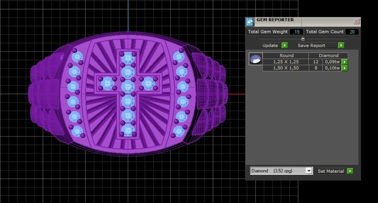 Diamond Cross Ring 3D print model_14