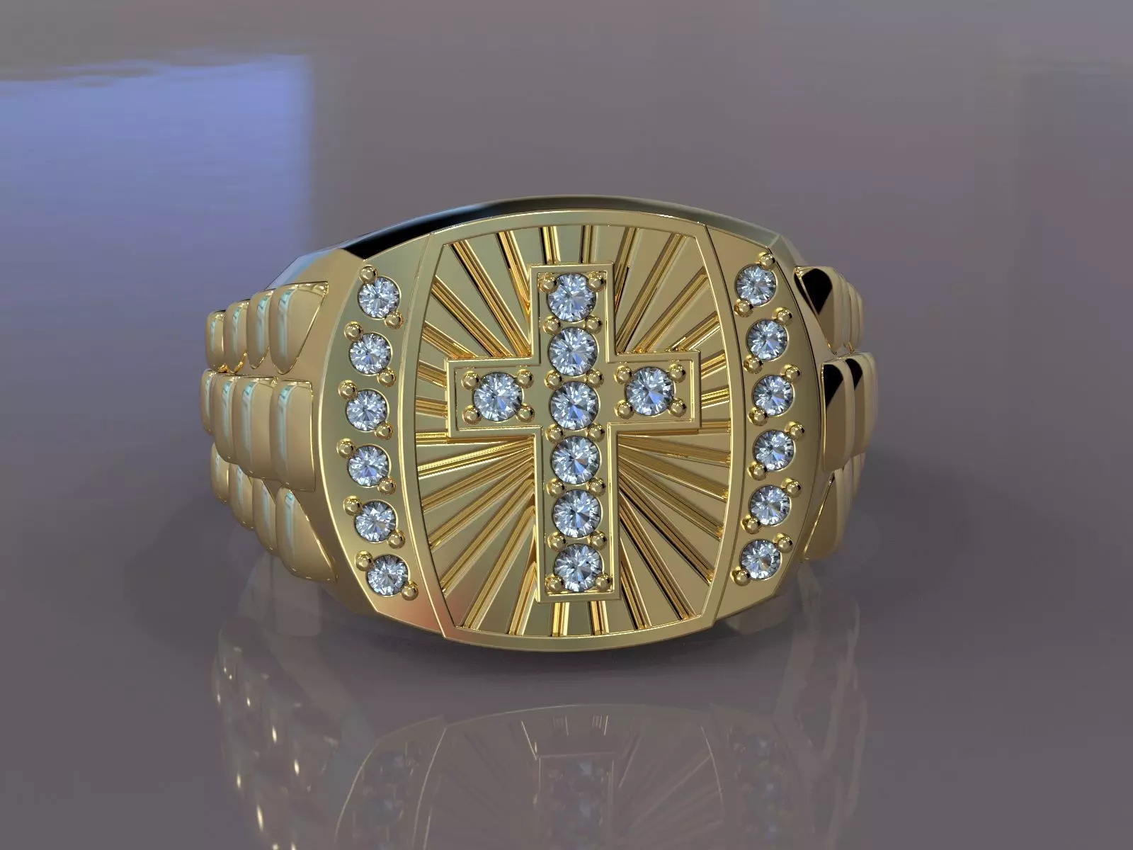 Diamond Cross Ring 3D print model_0