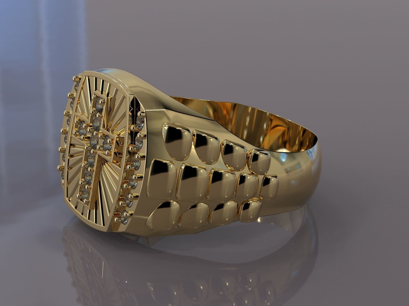 Diamond Cross Ring 3D print model_4