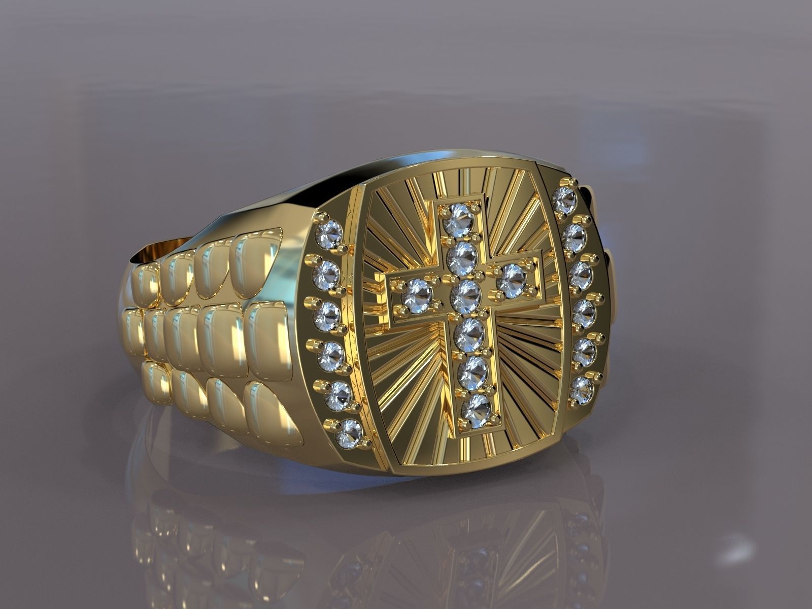 Diamond Cross Ring 3D print model_1