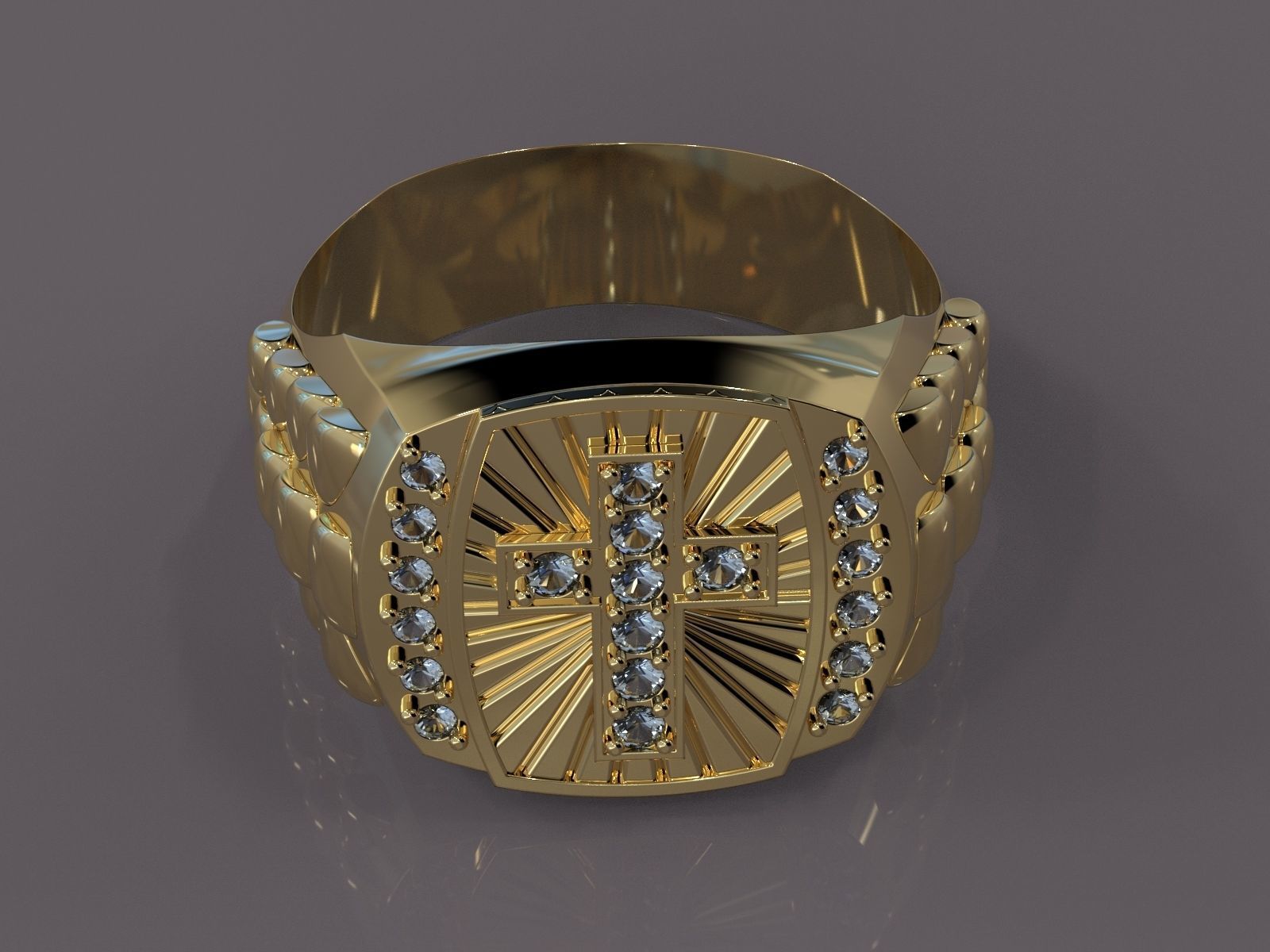 Diamond Cross Ring 3D print model_8