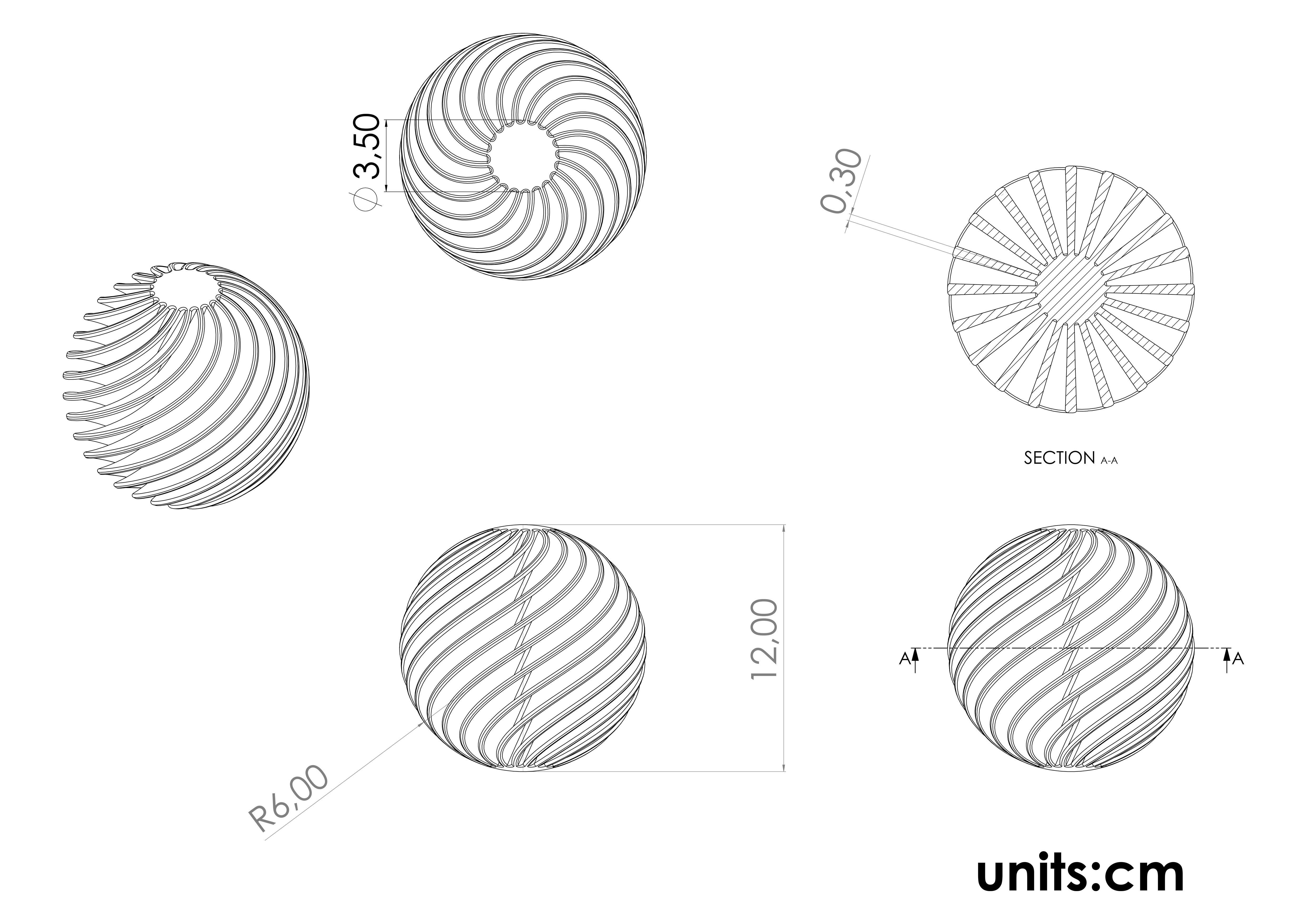 spherefan spiral ball 3D print model_6