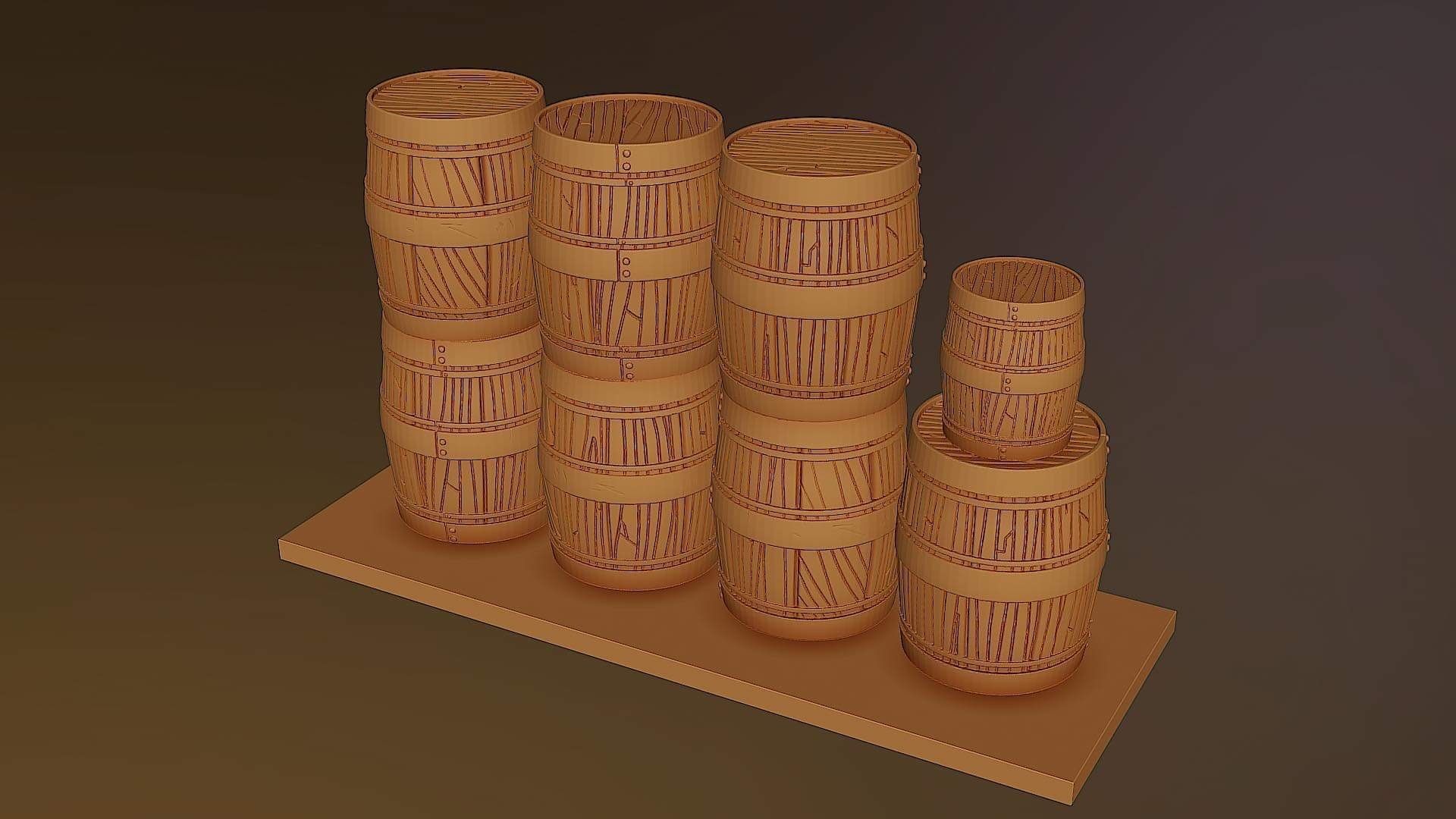 Scatter terrain barrels 3D print model_1
