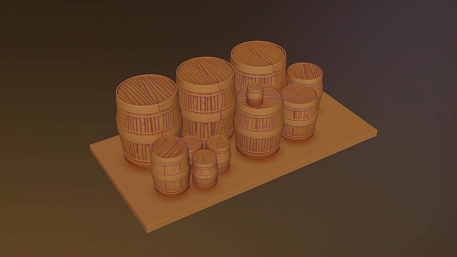Scatter terrain barrels 3D print model_2