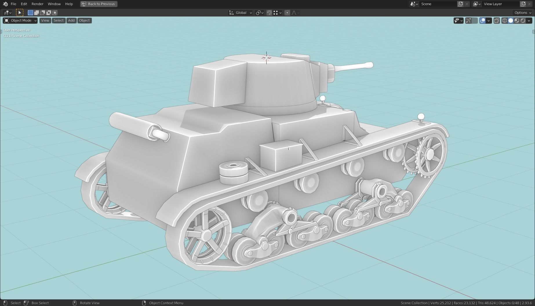 7TP Tank Base Mesh Low-poly 3D model_8