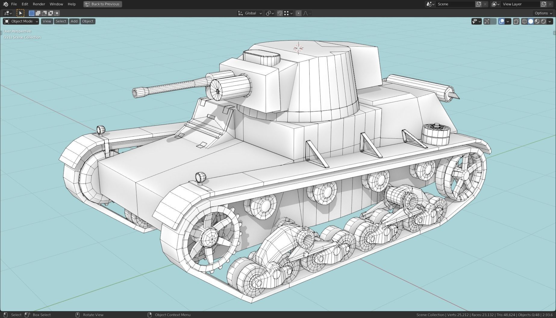 7TP Tank Base Mesh Low-poly 3D model_6