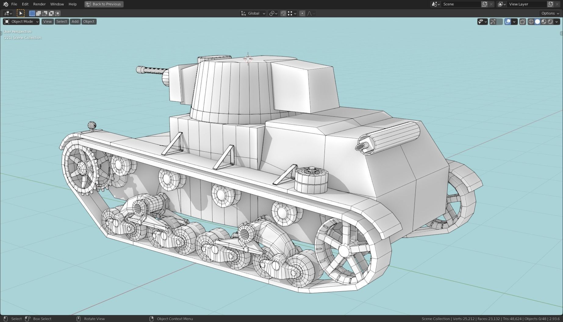 7TP Tank Base Mesh Low-poly 3D model_5