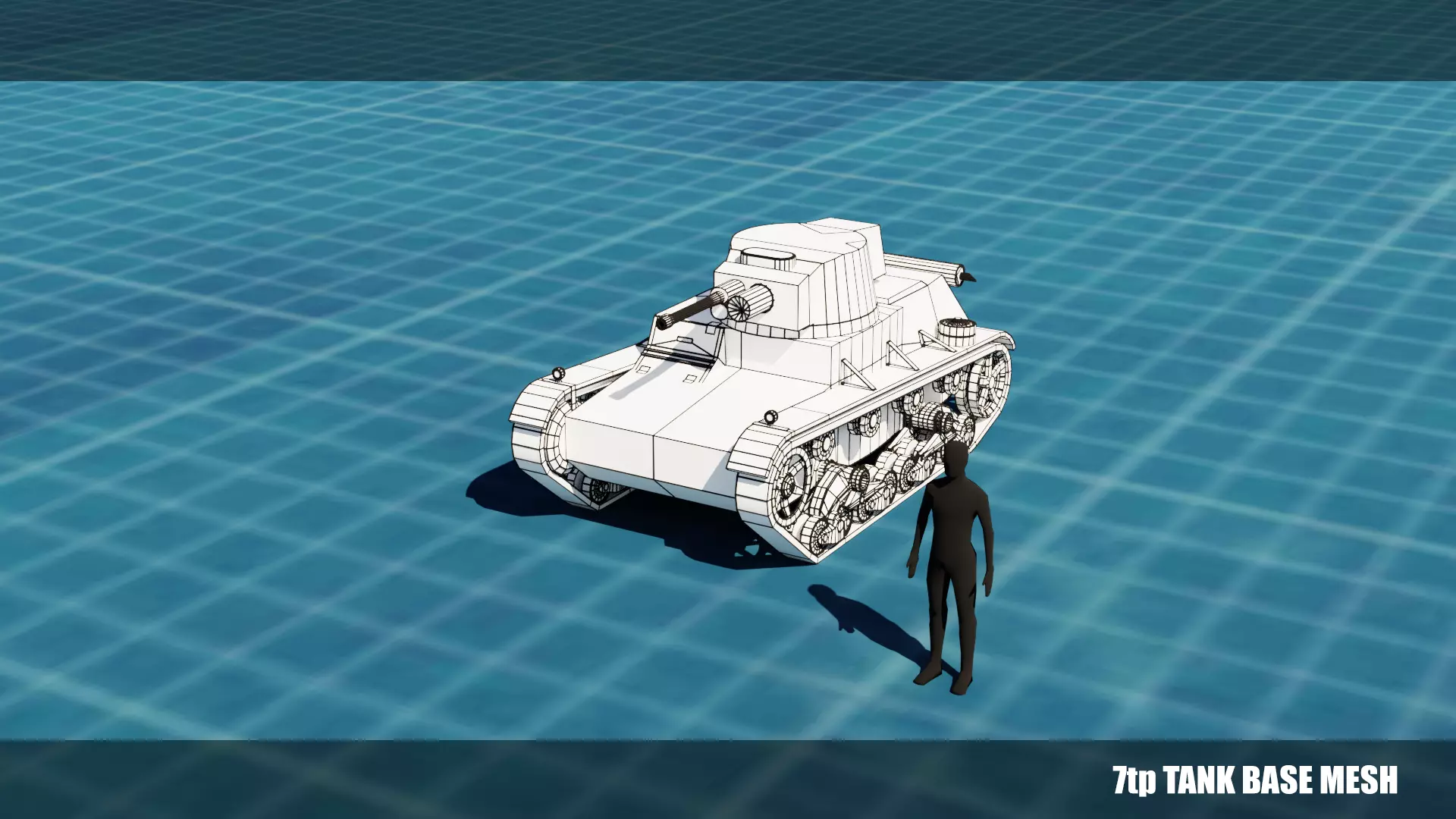 7TP Tank Base Mesh Low-poly 3D model_0