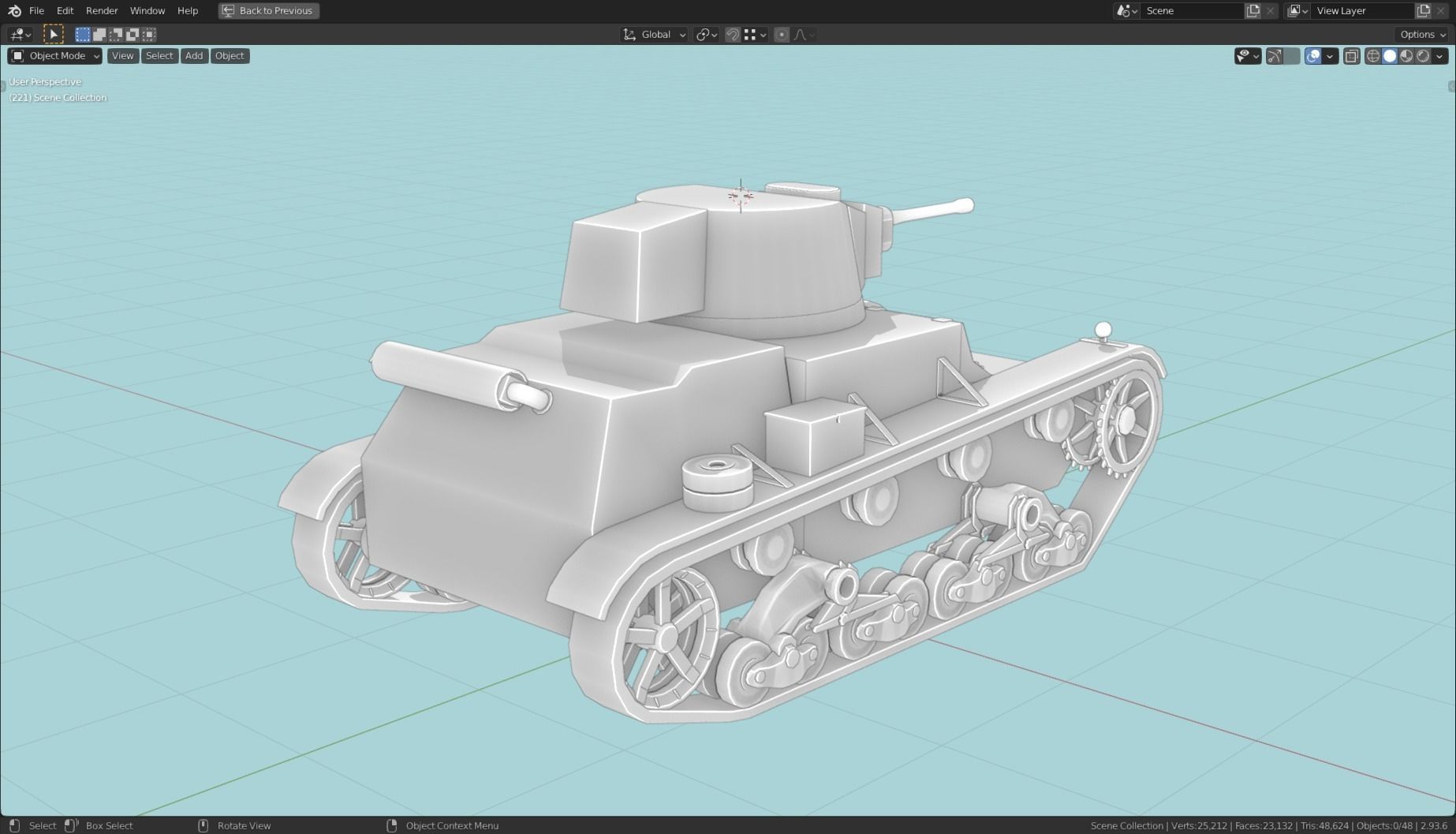 7TP Tank Base Mesh Low-poly 3D model_2