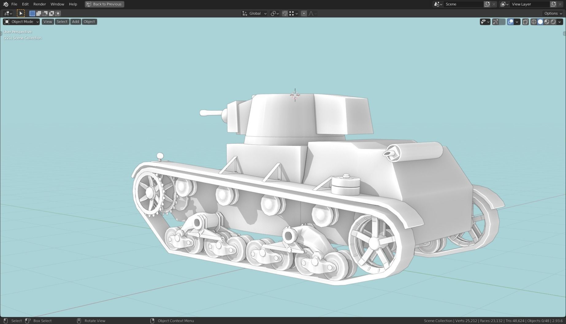 7TP Tank Base Mesh Low-poly 3D model_1