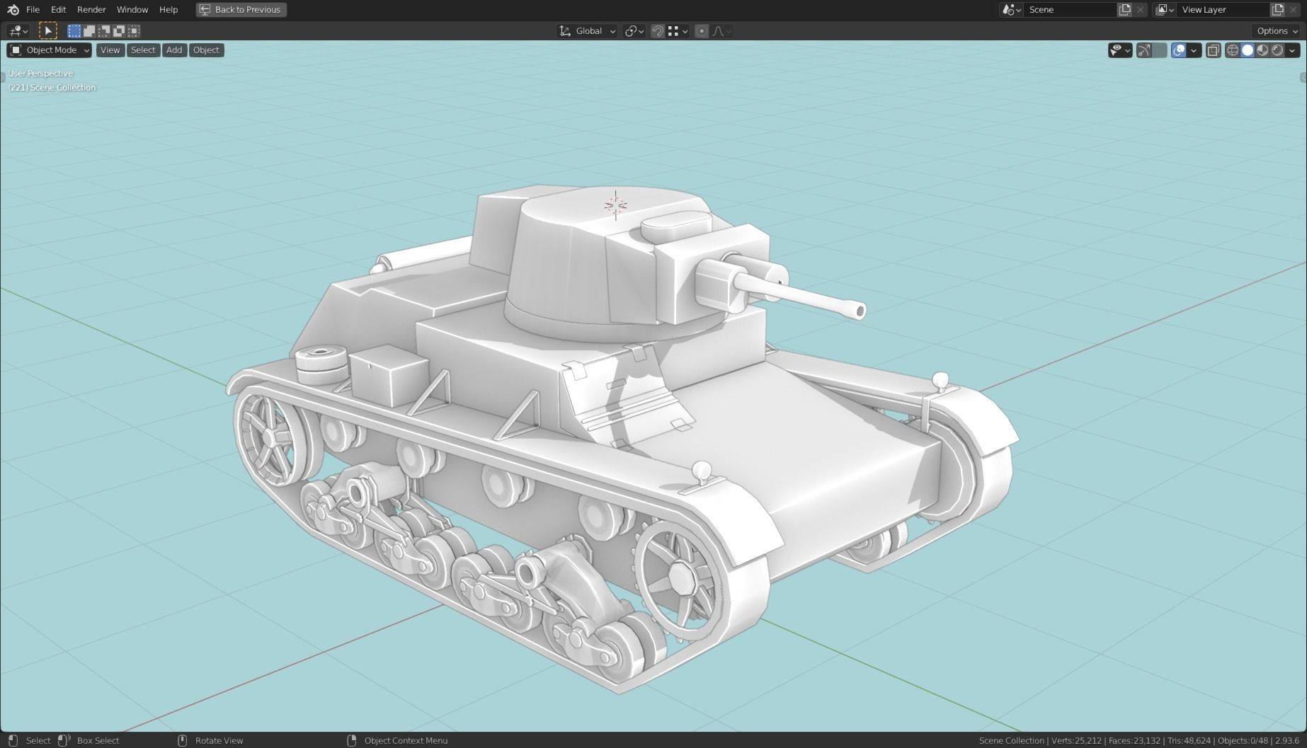 7TP Tank Base Mesh Low-poly 3D model_9