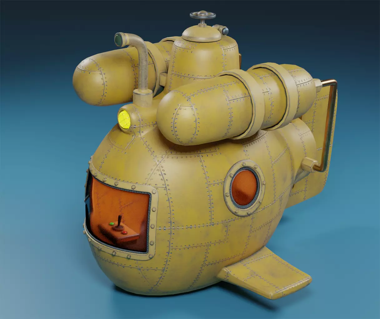 Bathyscaphe C submarine Free low-poly 3D model