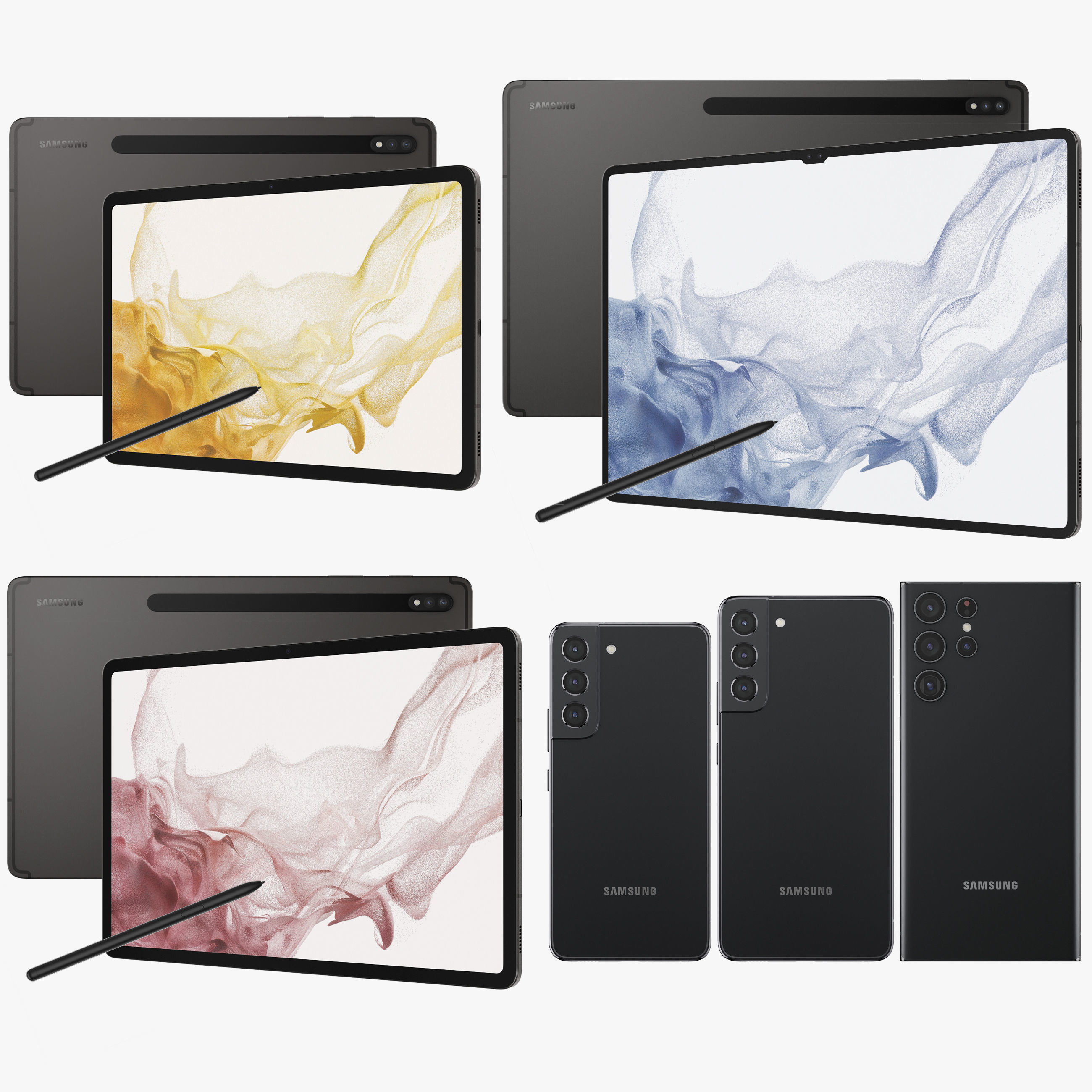 Samsung Galaxy Tab S8 and Galaxy S22 Collection 3D model_1