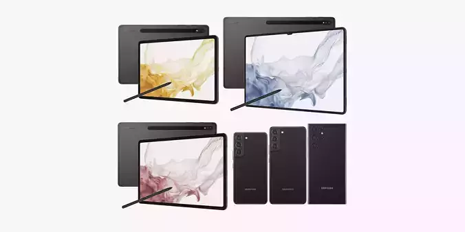 Samsung Galaxy Tab S8 and Galaxy S22 Collection 3D model