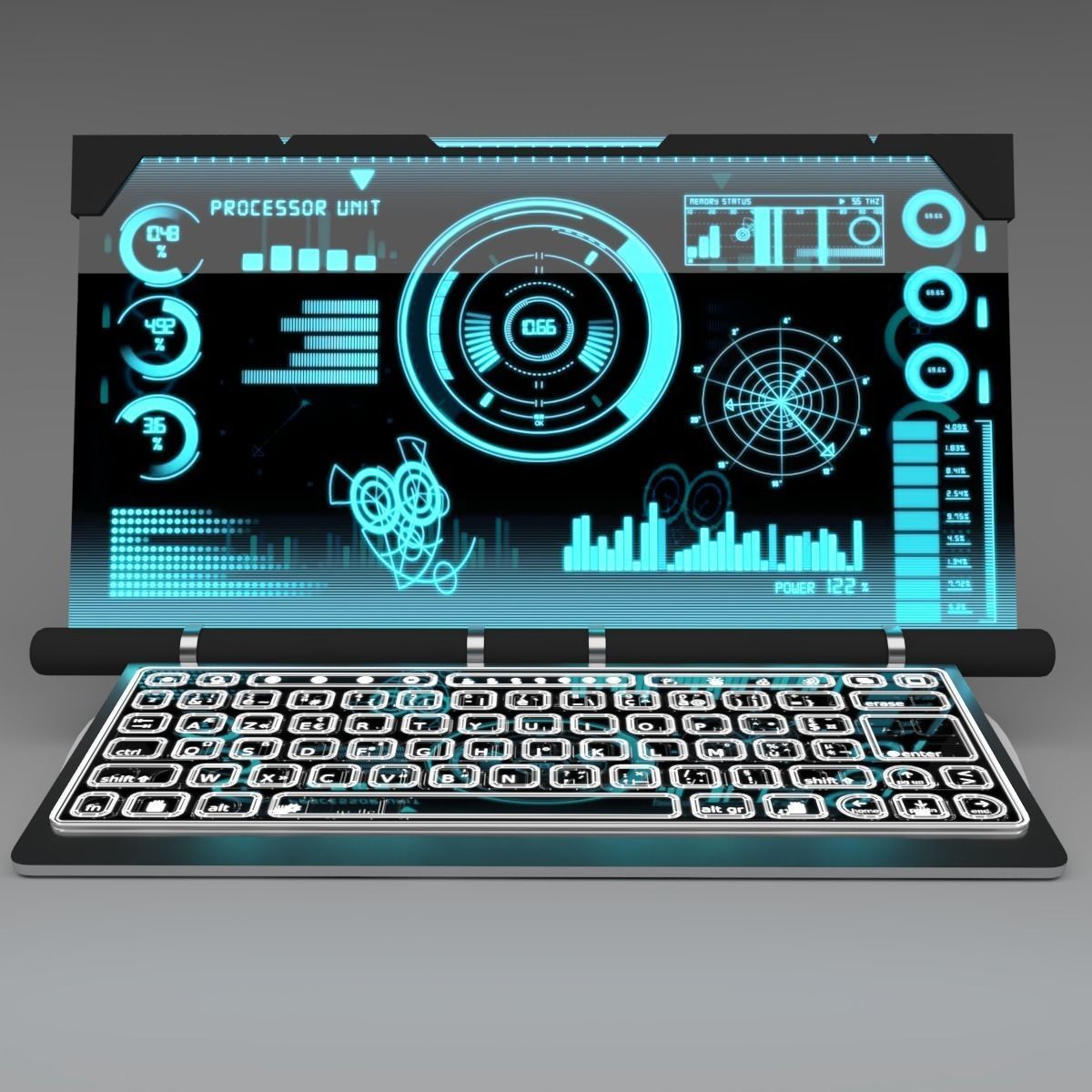 Sci-Fi holographic PC 3D model_2