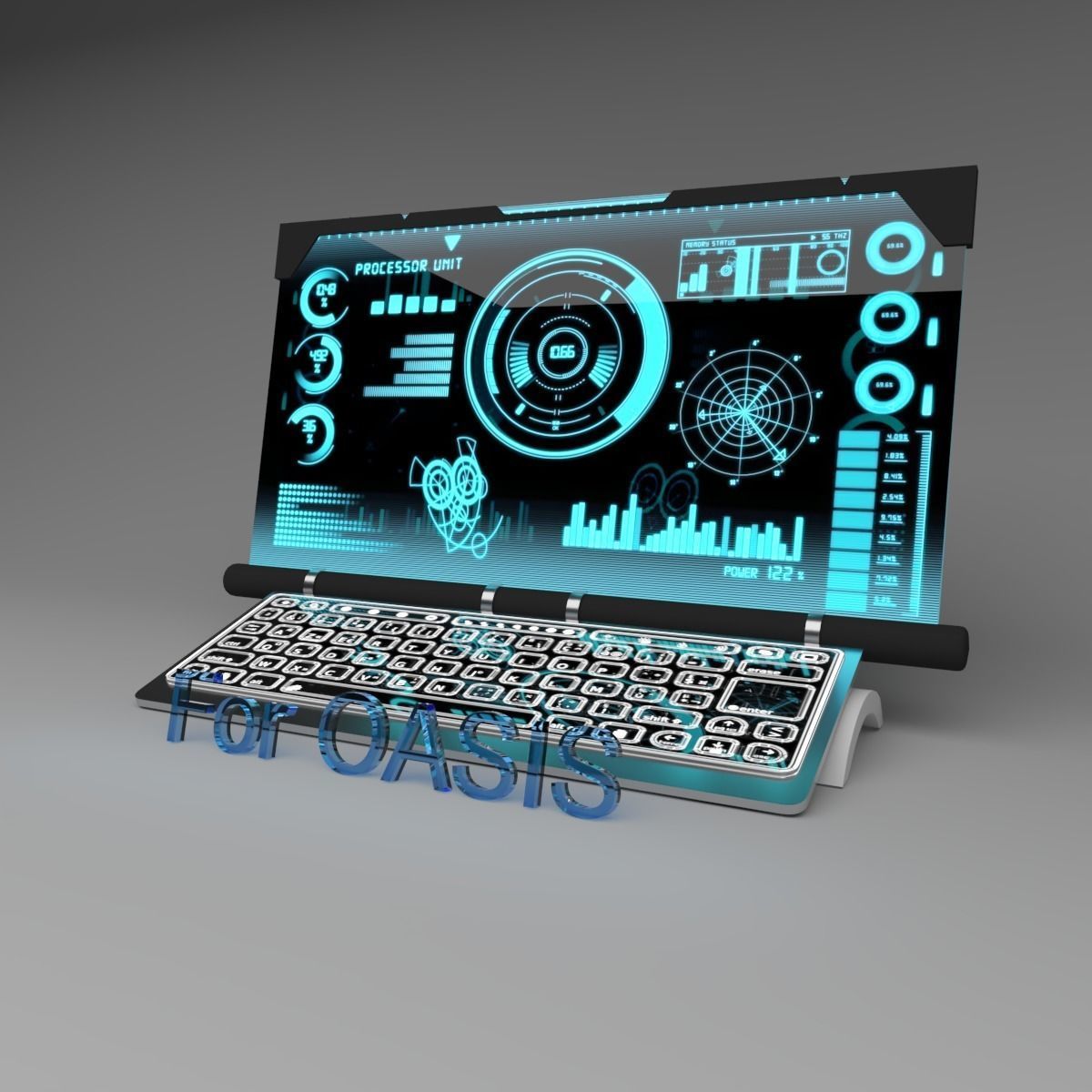 Sci-Fi holographic PC 3D model_6