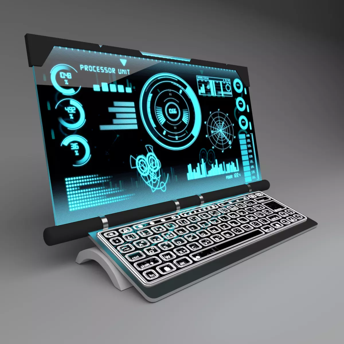 Sci-Fi holographic PC 3D model_0