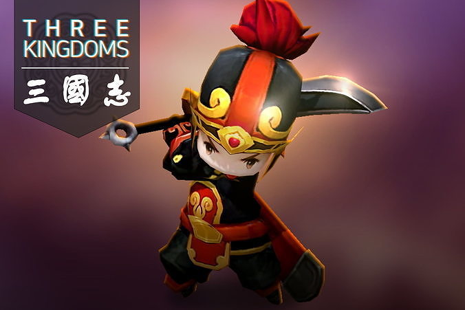 Three kingdoms - Wen Chou Low-poly 3D model