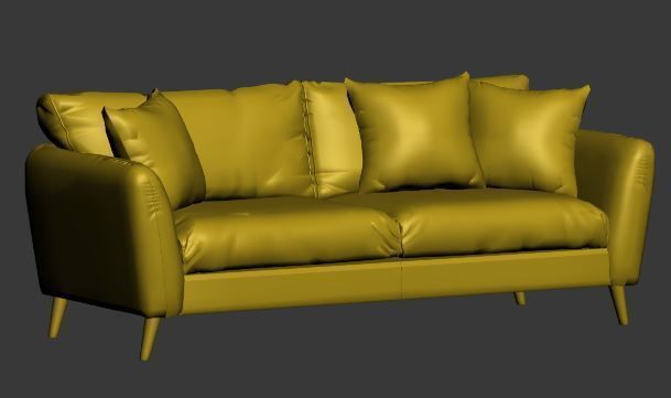 contemporary sofa Low-poly 3D model_6