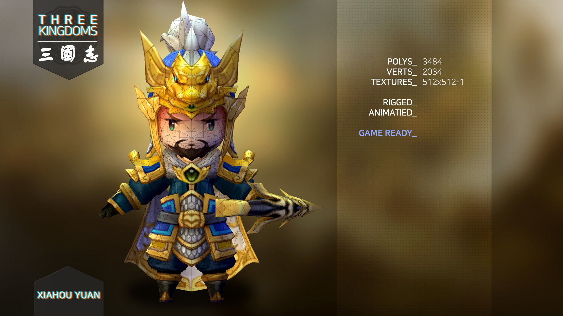 Three kingdoms - Xiahou Yuan Low-poly 3D model_2