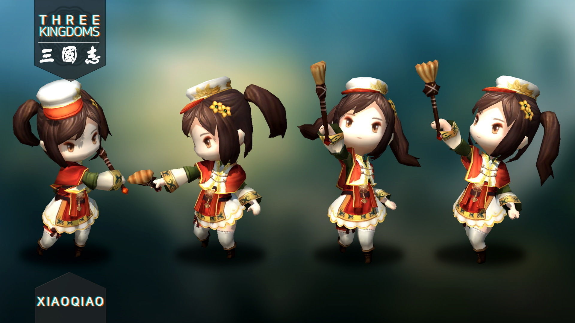 Three kingdoms - Xiaoqiao Low-poly 3D model_3