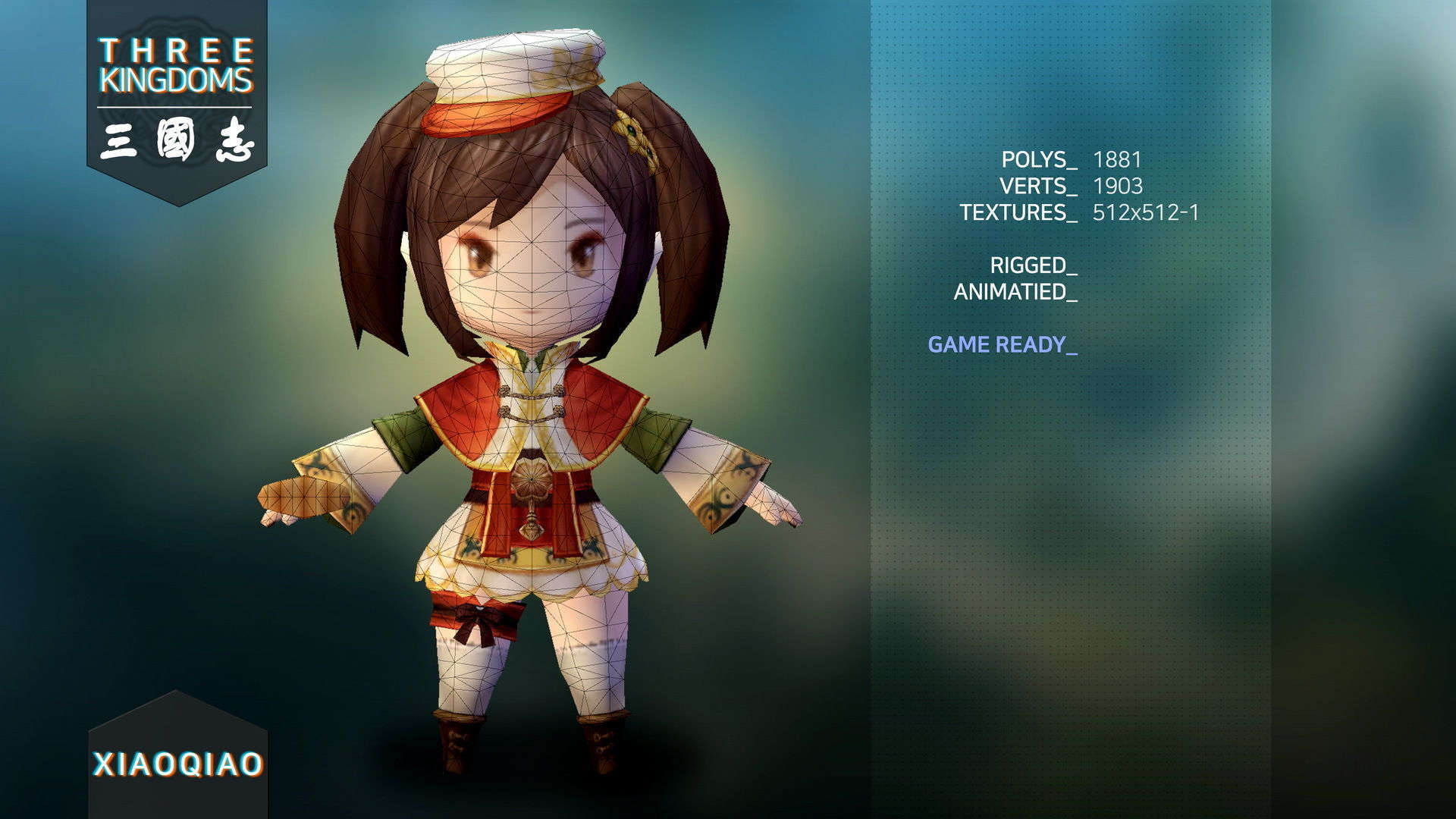 Three kingdoms - Xiaoqiao Low-poly 3D model_2