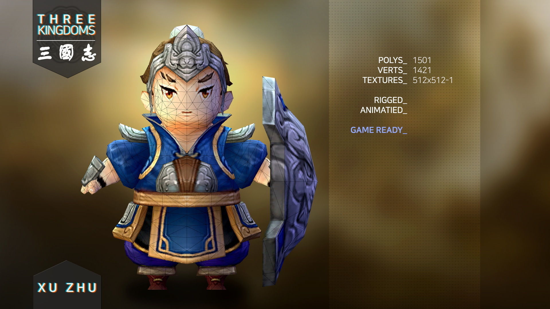 Three kingdoms - Xu Zhu Low-poly 3D model_2