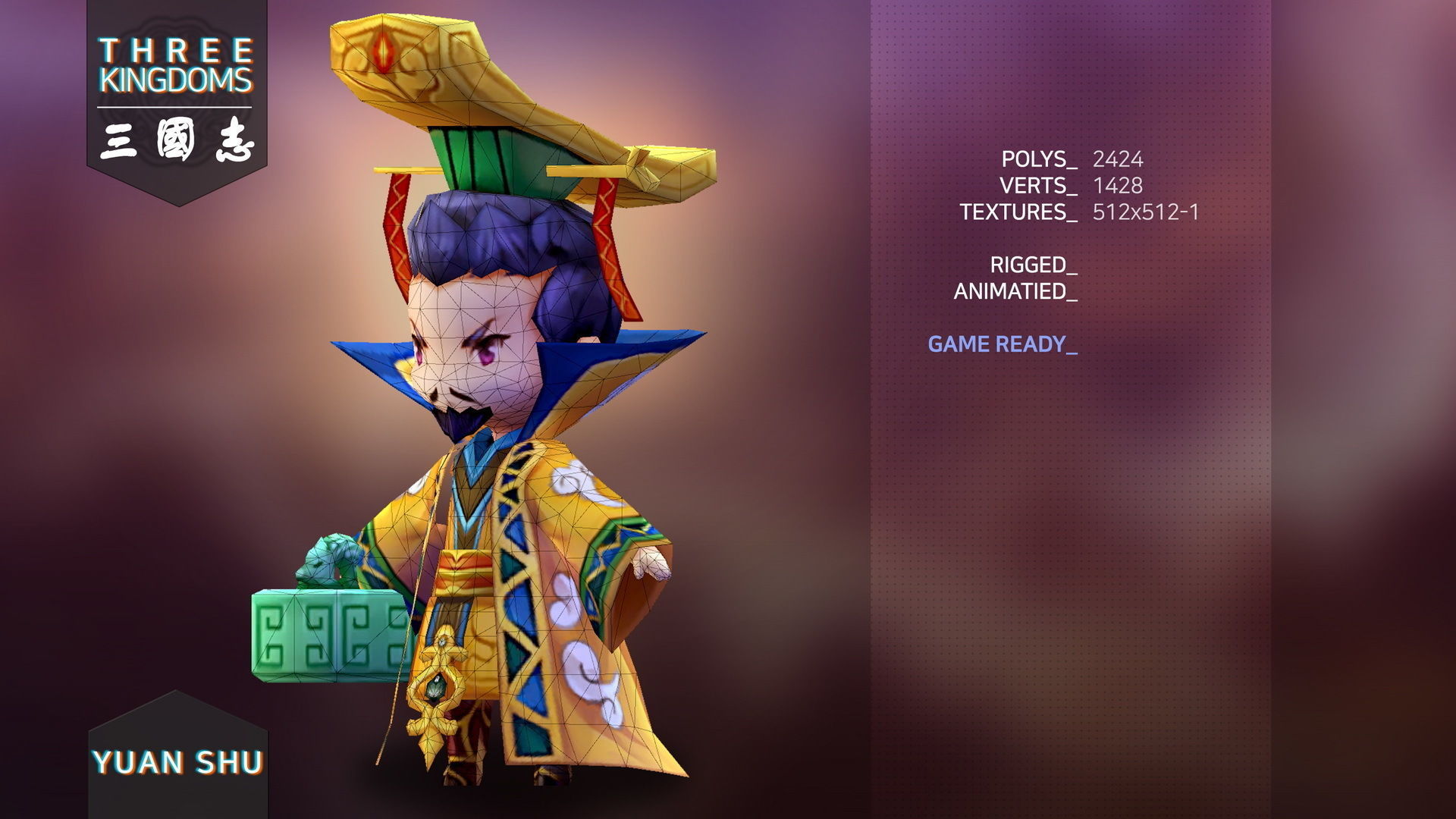 Three kingdoms - Yuan Shu Low-poly 3D model_2