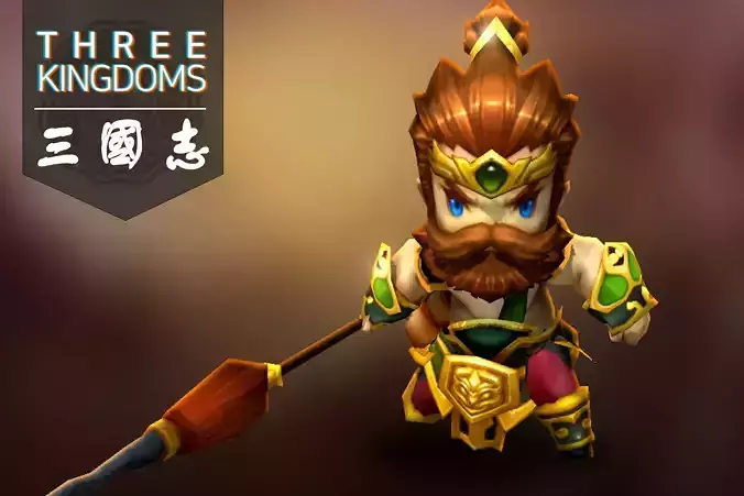 Three kingdoms - Zhang Fei Low-poly 3D model