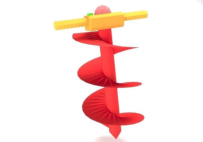 Ice-driller low poly toy spiral drill Free low-poly 3D model