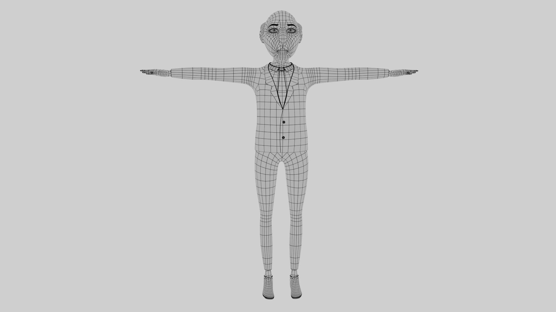 Cartoon Old Man Rigged Character Businessman Boss 3D model_35