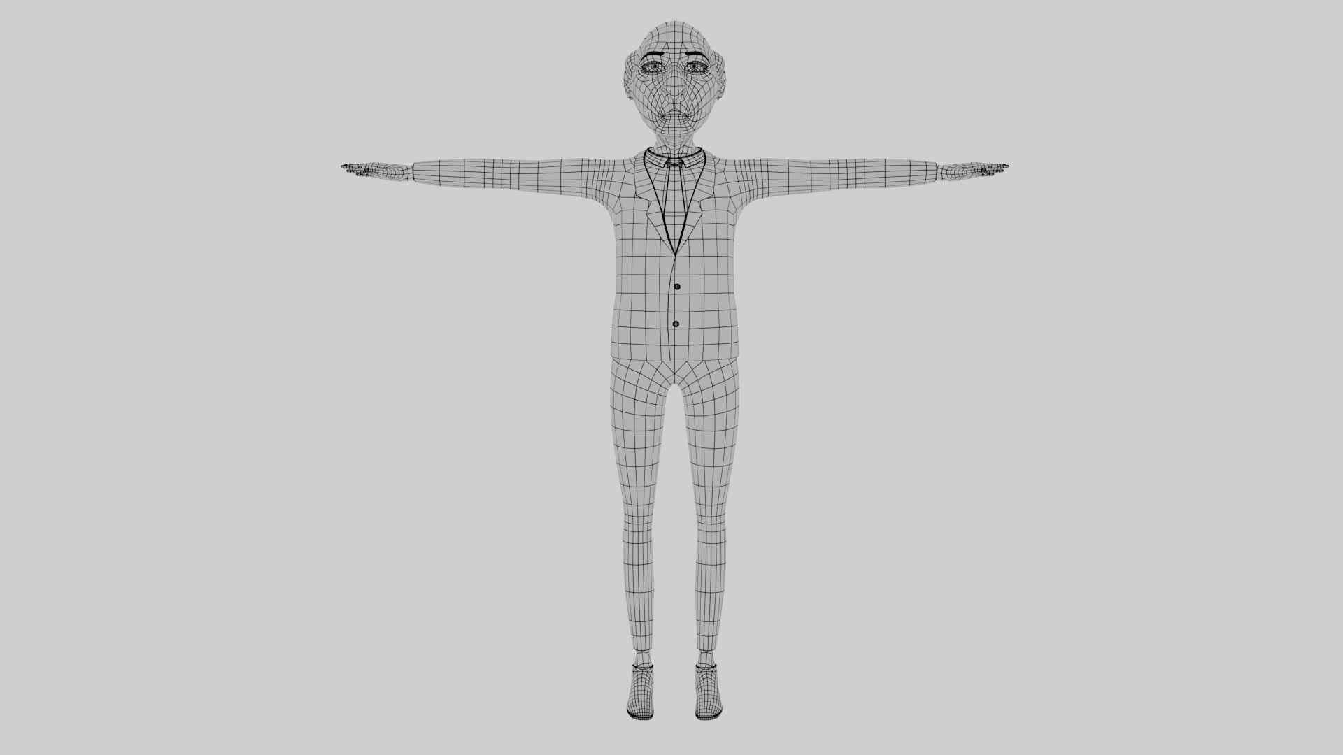 Cartoon Old Man Rigged Character Businessman Boss 3D model_29