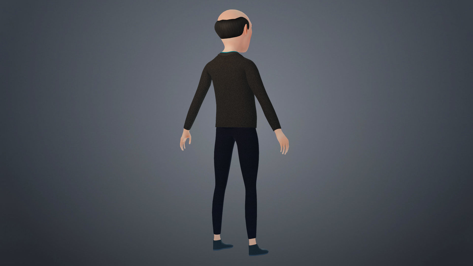 Cartoon Old Man Rigged Character Businessman Boss 3D model_25