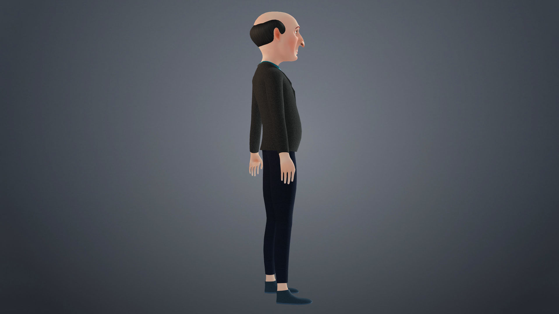 Cartoon Old Man Rigged Character Businessman Boss 3D model_26